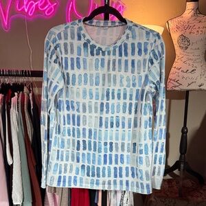 Stylish Blue and White Long Sleeve Top